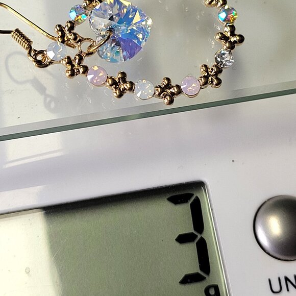 Heart Shape Crystal Earring Crystal and Gold Teardrop earrings - Picture 6 of 10